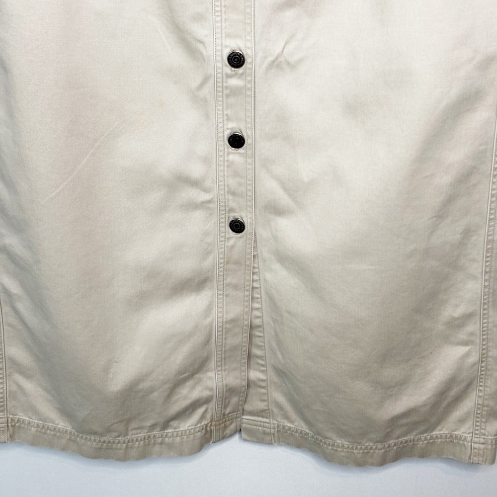 Y2K Lauren Ralph Lauren Cotton Button Front Midi Skirt Size 16 Khaki Cinch Side - Picture 7 of 11
